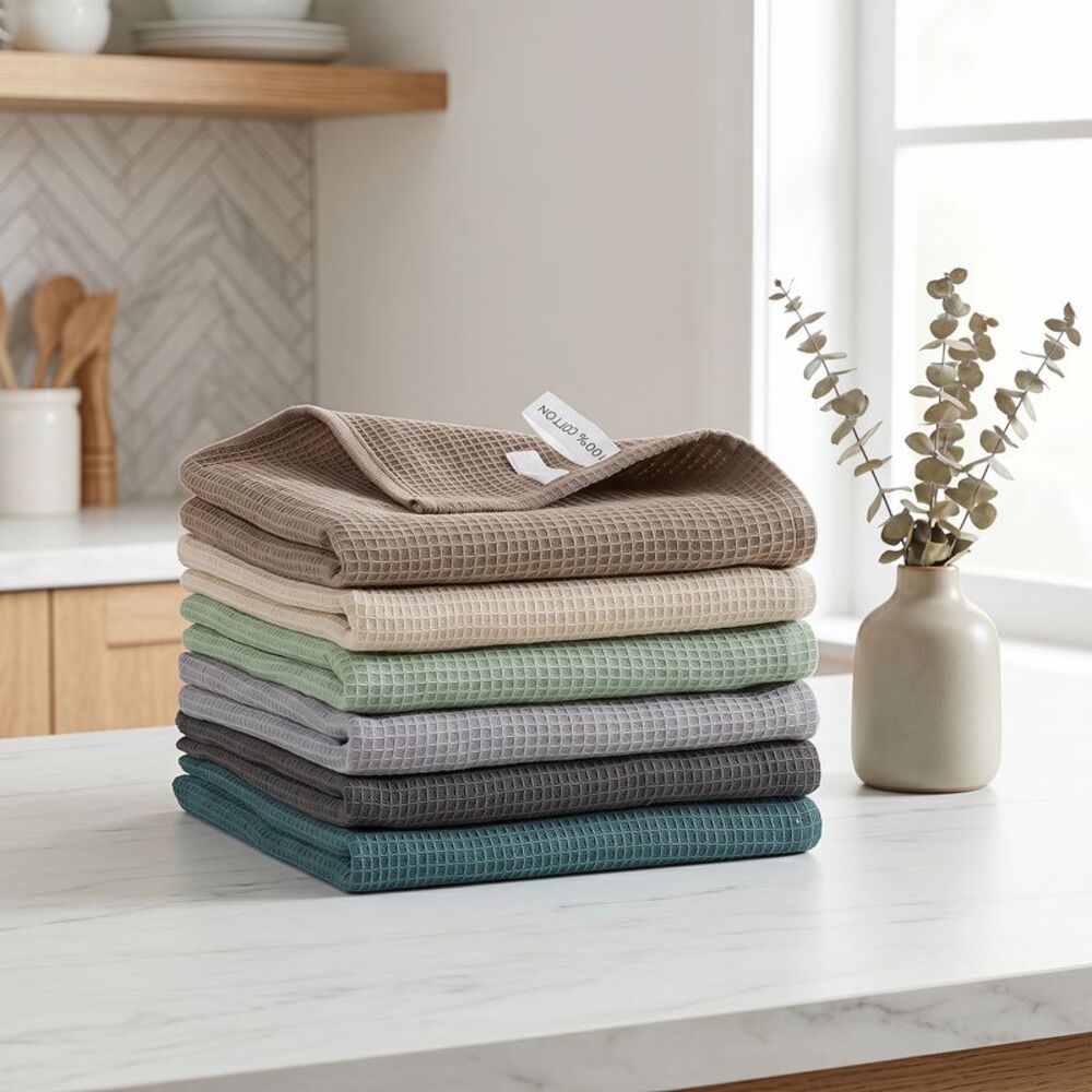 6Pack Cotton Weave Reusable Absorbent Cleaning Rags 14" x 14" Multi